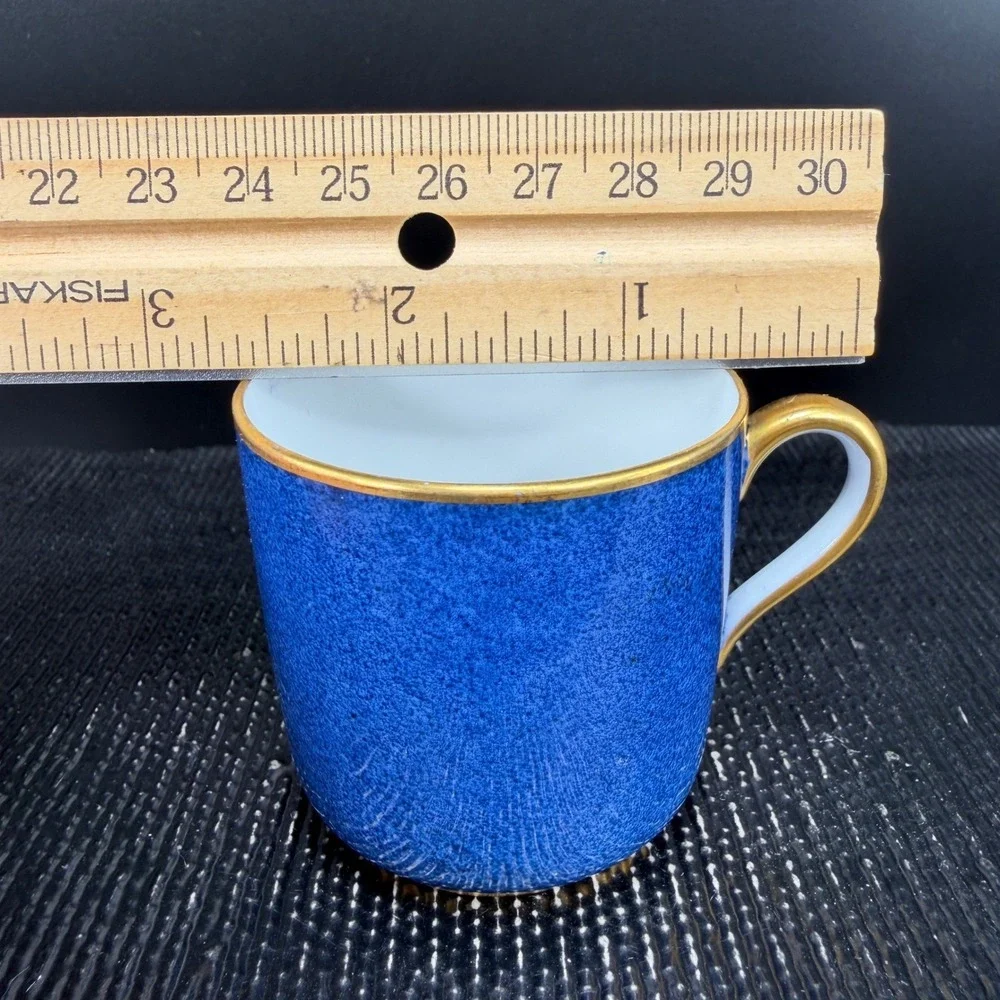 Spode Copeland China Cobalt Blue Gold Trim Demitasse‎ Cup Saucer Set England VTG